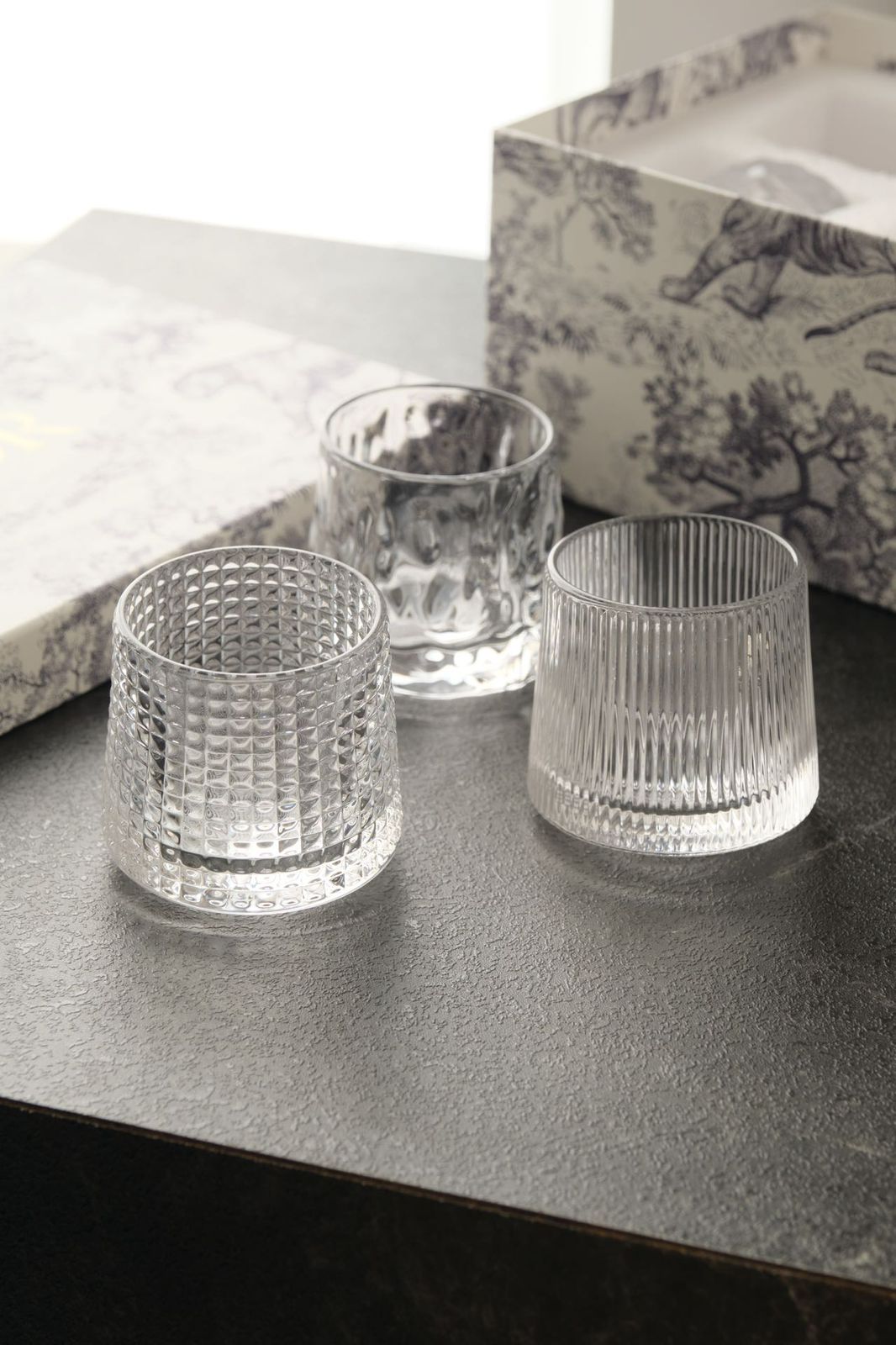 Dior set of six transparent water glasses